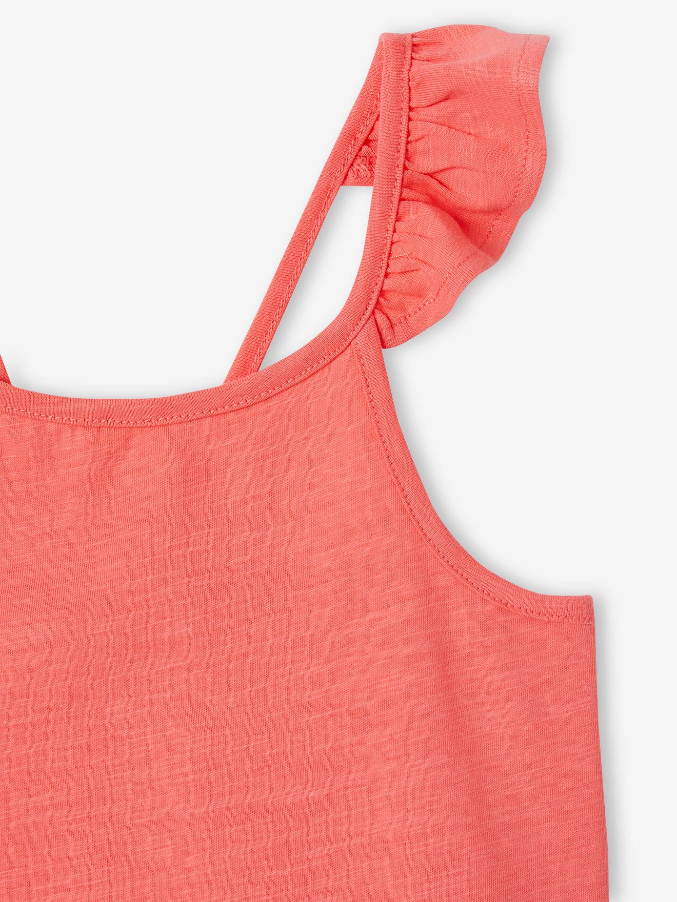Vertbaudet Mädchen Top mit Volantträgern BASIC Oeko-Tex - wollweiß