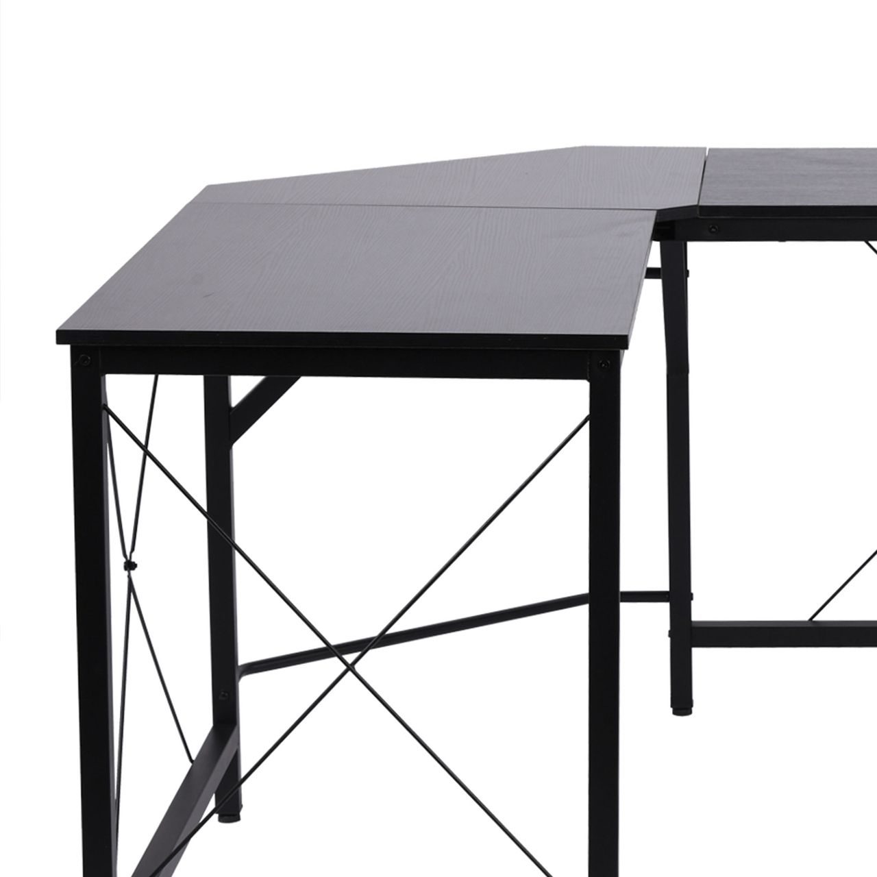 HOMCOM Computertisch L-Form Eckschreibtisch Winkelschreibtisch MDF Schwarz 150 x 150 x 76 cm