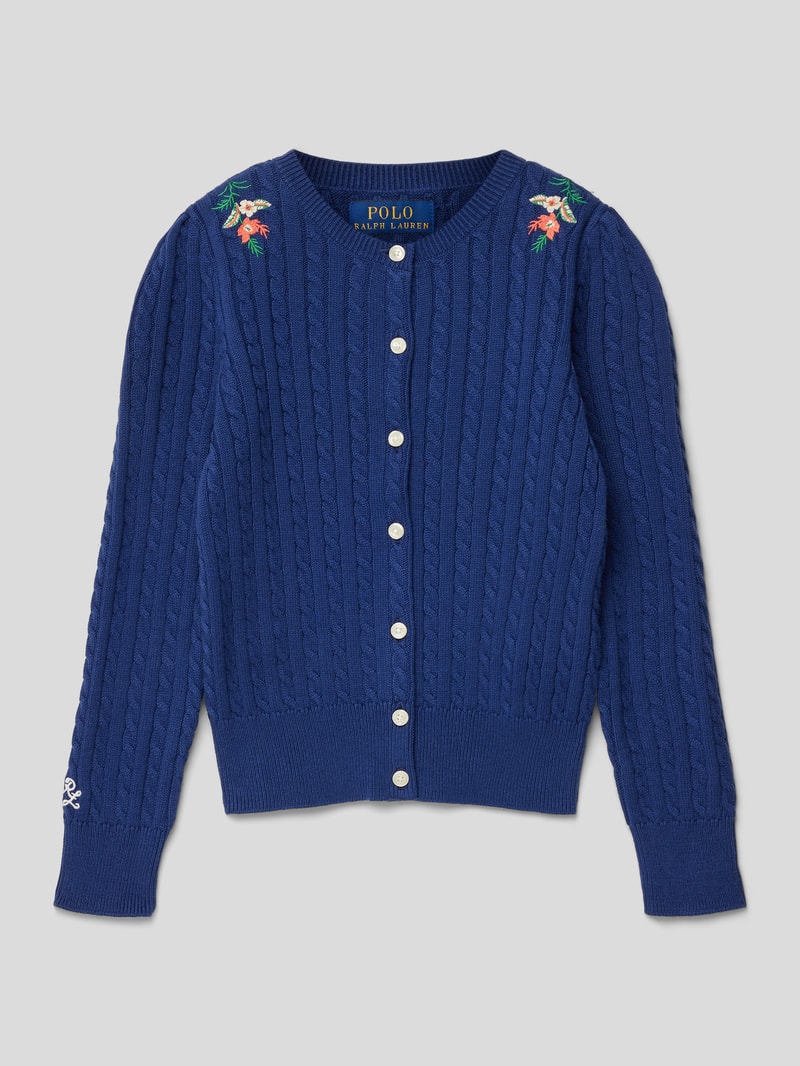 Strickjacke aus Baumwolle mit Label-Detail in marineblau