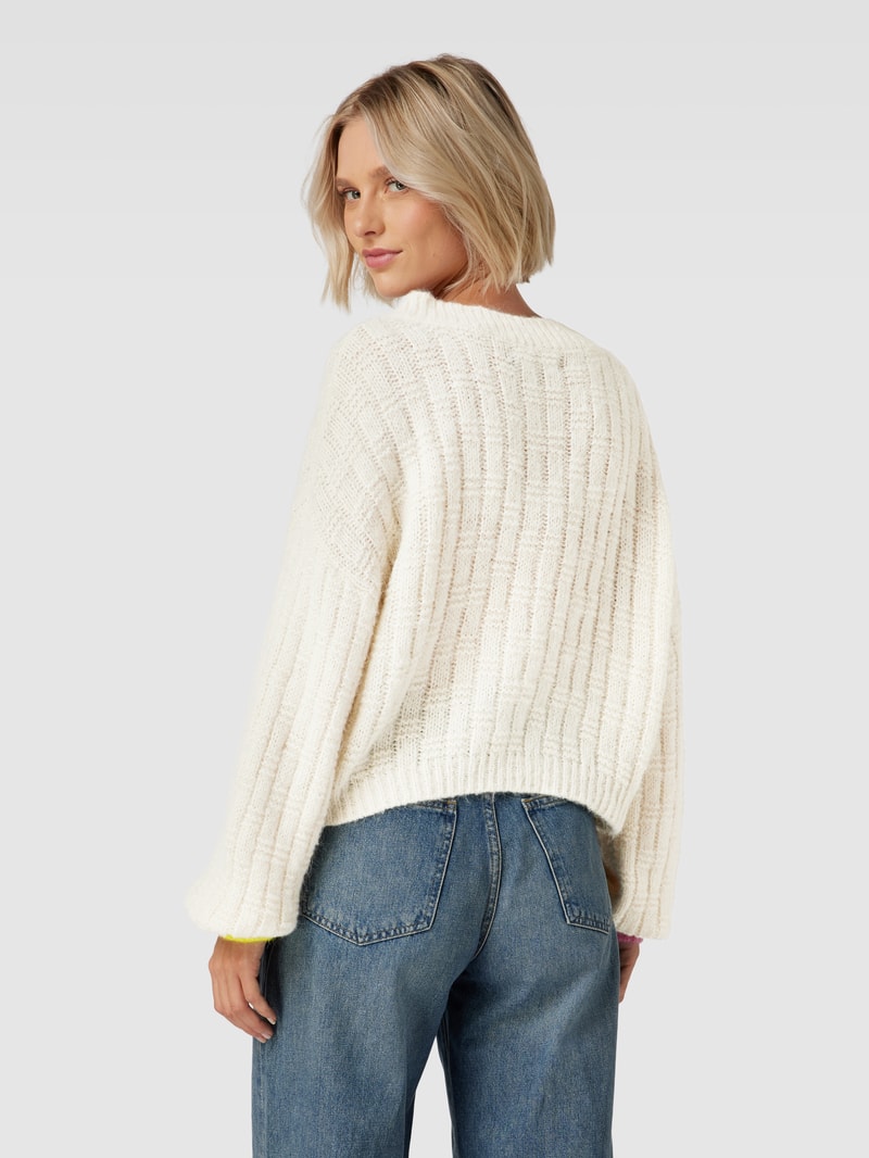 Strickpullover mit Strukturmuster Modell 'INGRID' in offwhite