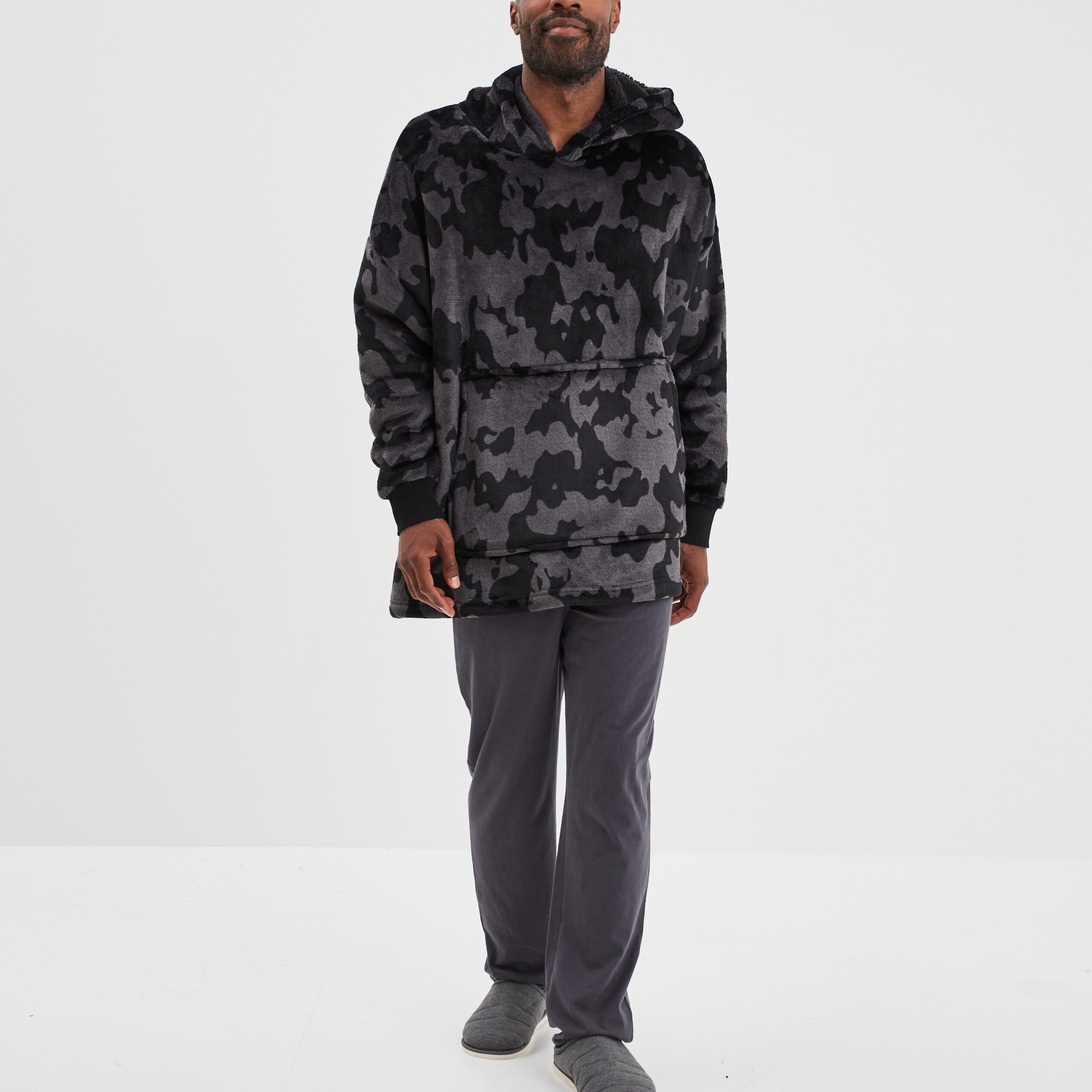 Sweat de pyjama oversize velours noir homme | La Halle