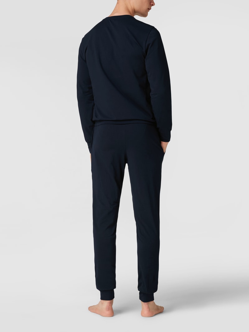Pyjama mit Label-Details in marineblau