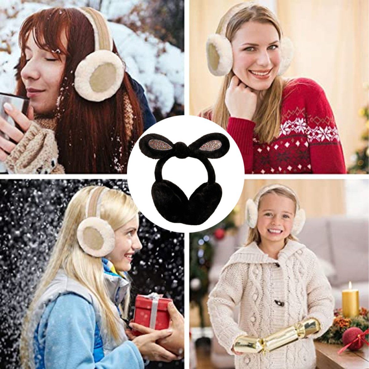ZmdecQna Ohrenwärmer Damen Mädchen Verstellbarer Winter Ohrenschützer mit Haarreifen