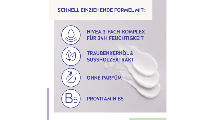NIVEA Beruhigende Nachtpflege 24h Feuchtigkeit + Regeneration Sensible Haut Tube 50 ml