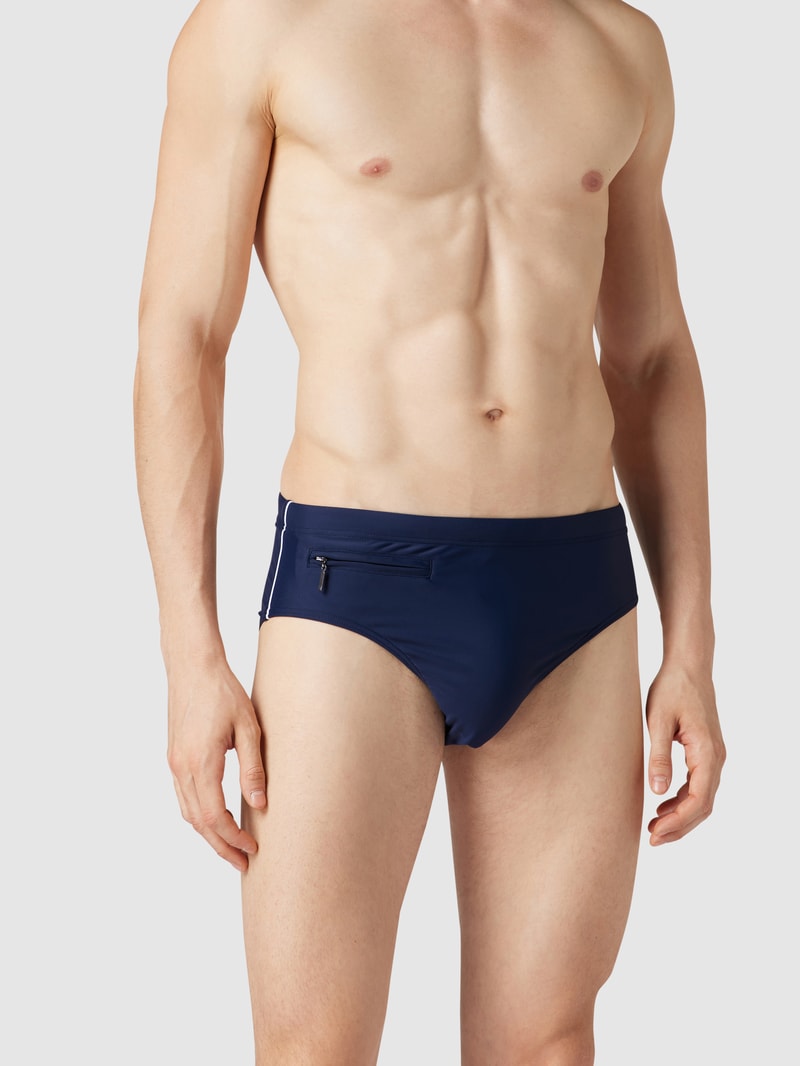 Badehose mit verschließbarer Tasche in marineblau
