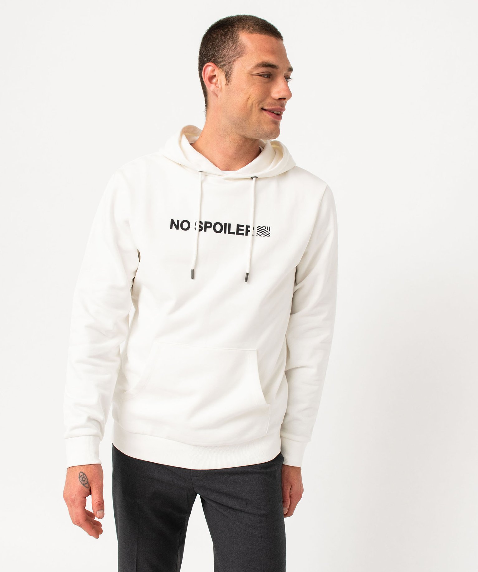 Sweat en molleton doux avec capuche homme blanc | GEMO
