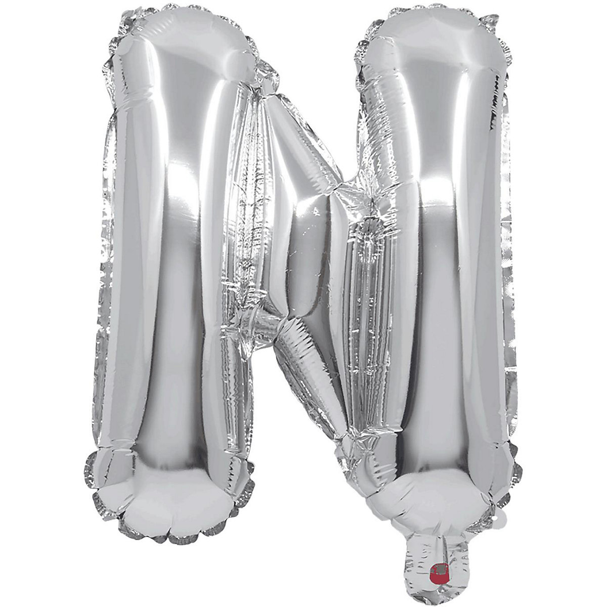 Folienballon Buchstabe N silber, 32 cm, inkl. Pustehalm