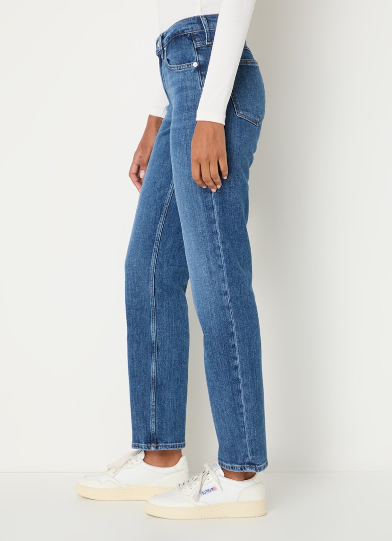Calça jeans Tommy Hilfiger de cintura alta e perna reta com lavagem média.