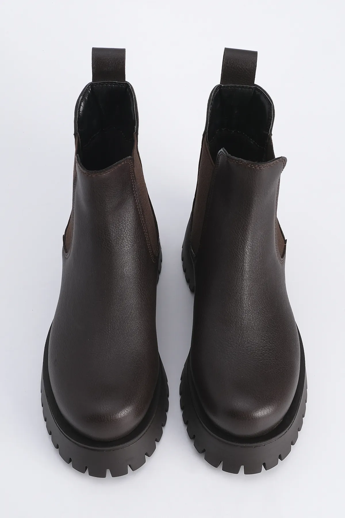 Marjin  Damen-Tagesstiefel mit dicker Sohle und elastischem Seitenband Kolev Brown