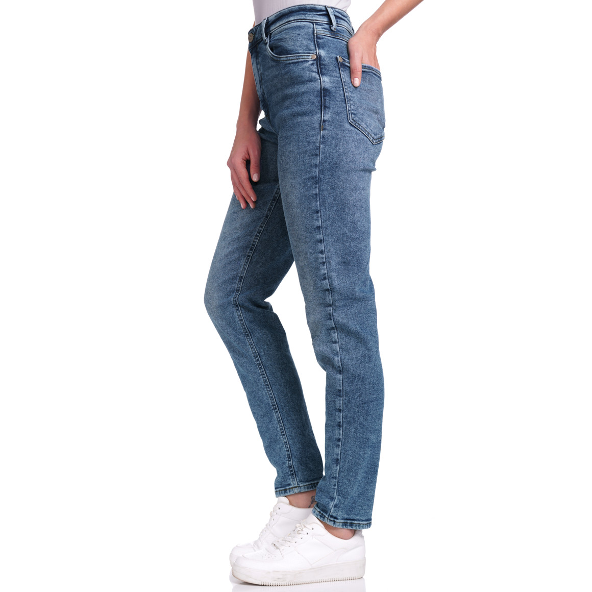 Damen Mom-Jeans mit Used-Waschung