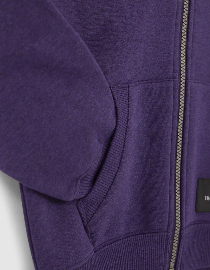 Cardigan violet molleton broderie capuche garçon
