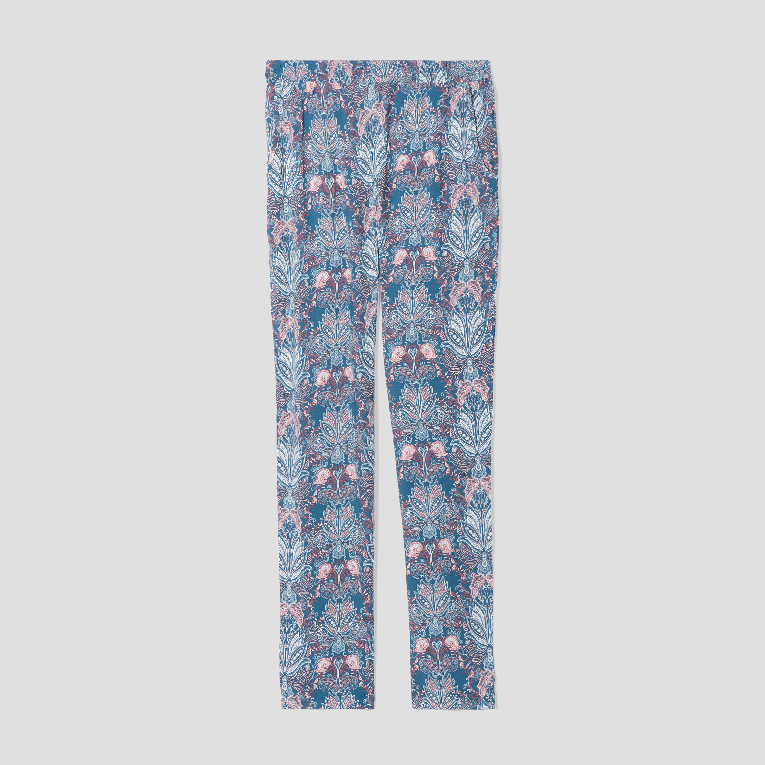 Pantalon de pyjama fluide taille haute bleu femme | La Halle