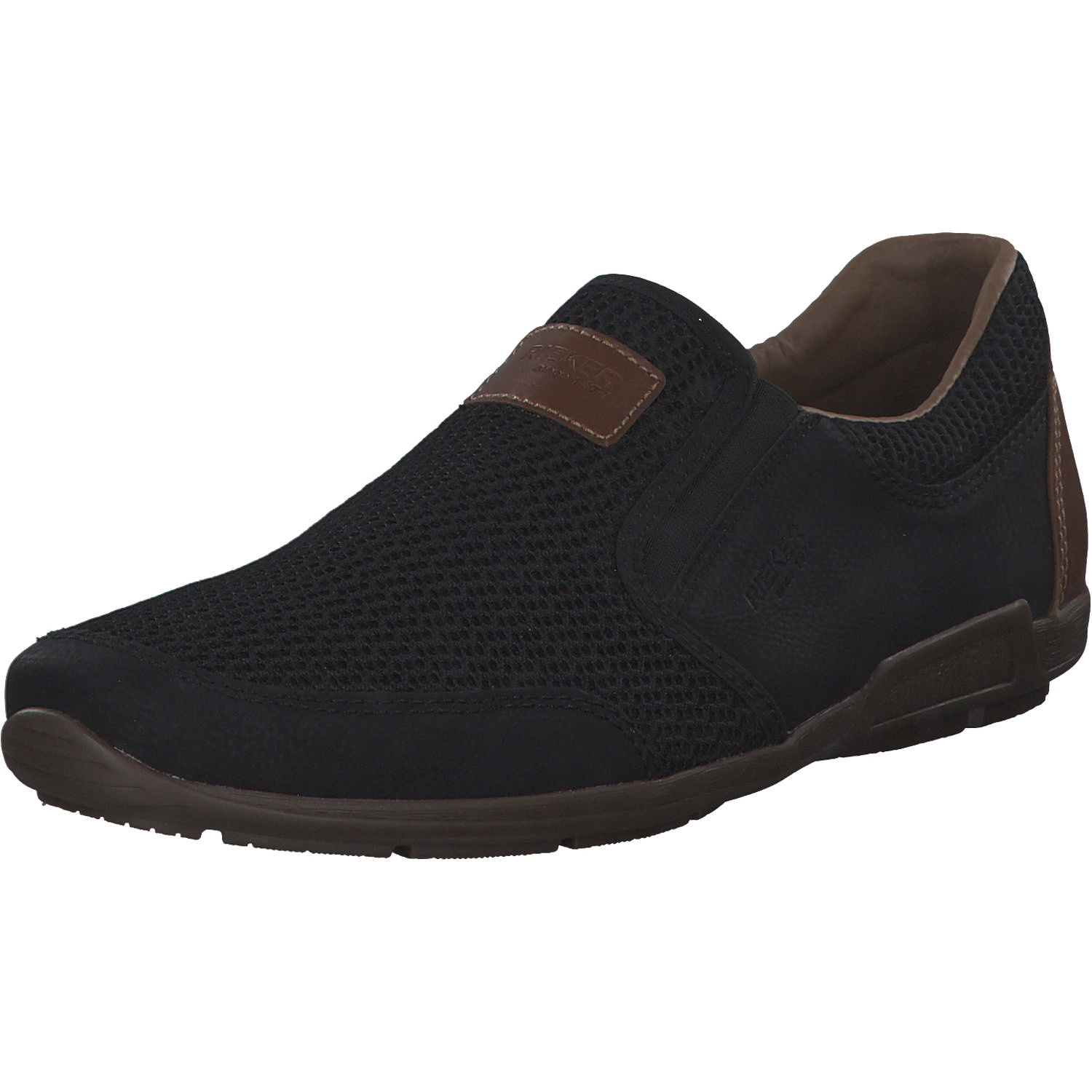 Rieker 09069, Sportliche Slipper, Herren, schwarz/schwarz/amaretto