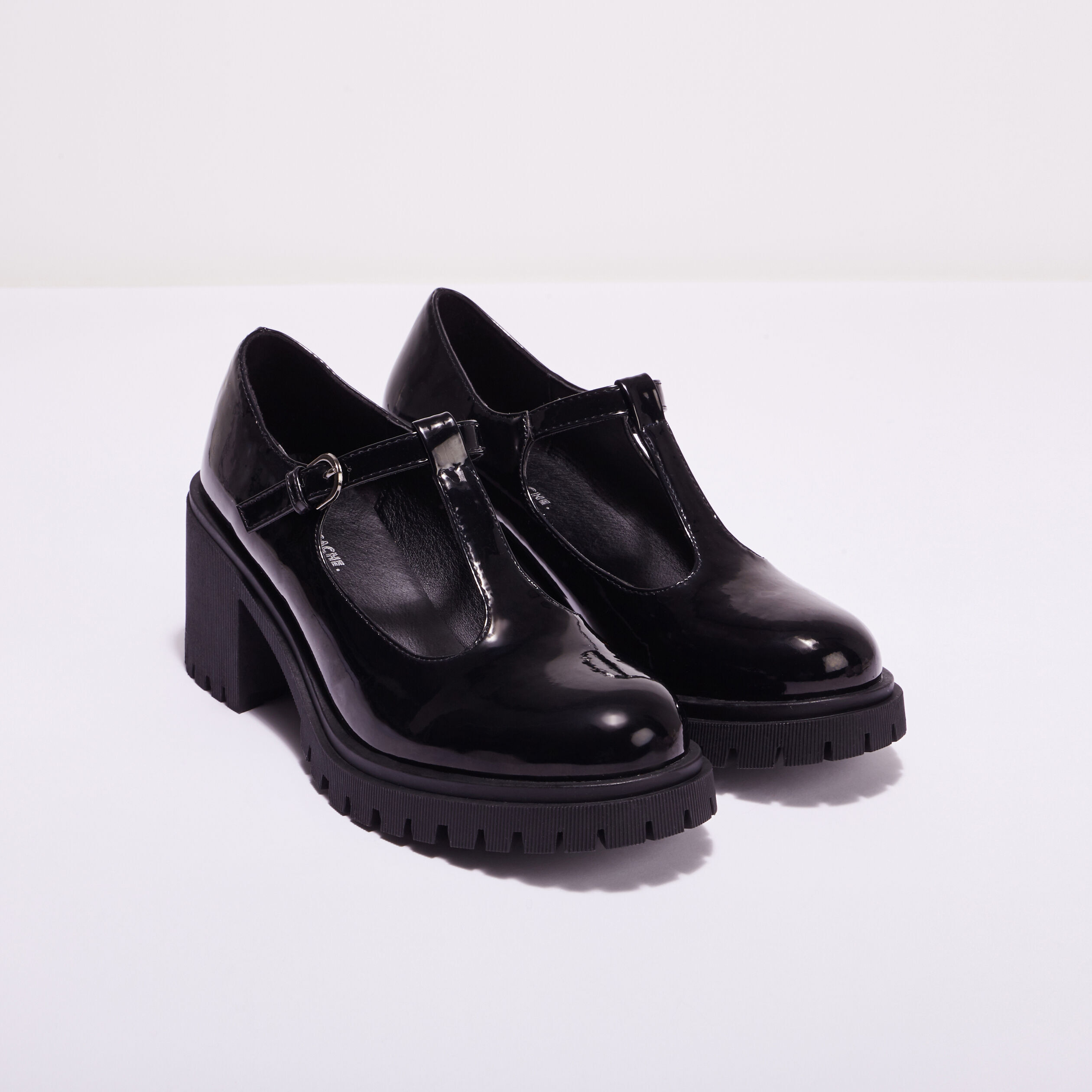 Babies à talons crantées noir femme | Cache Cache