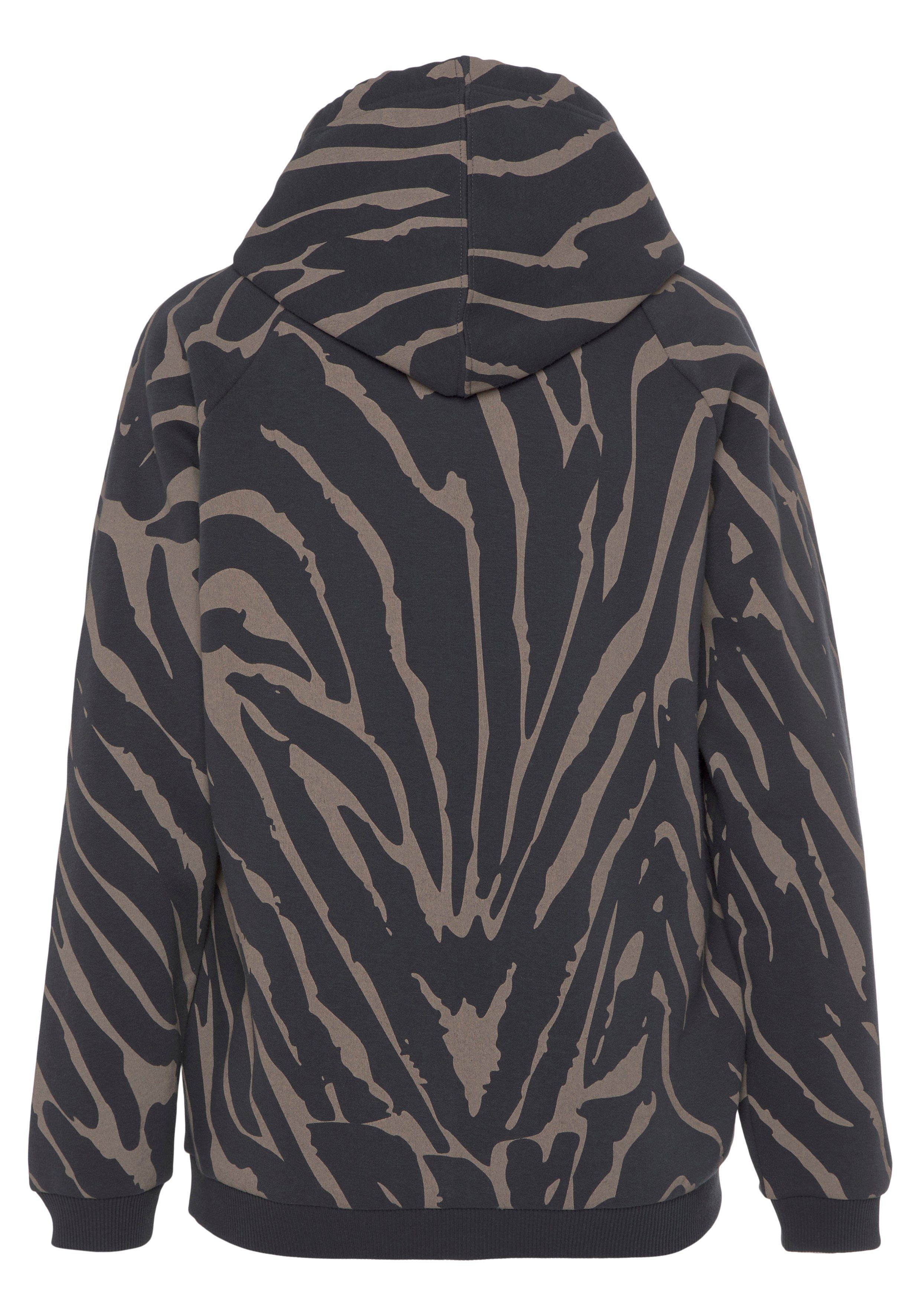 LASCANA Kapuzensweatshirt -Hoodie-Sweatshirt mit Kapuze mit Zebramuster, Loungeanzug