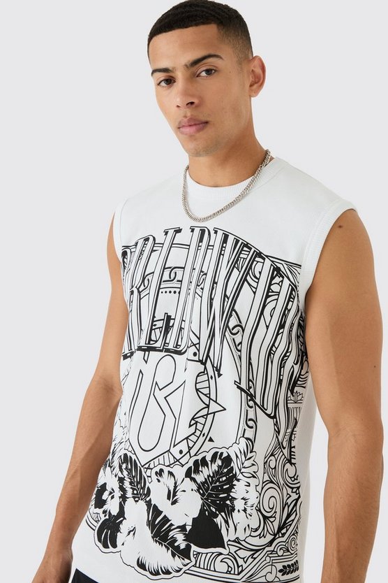 Geripptes Tanktop mit Print