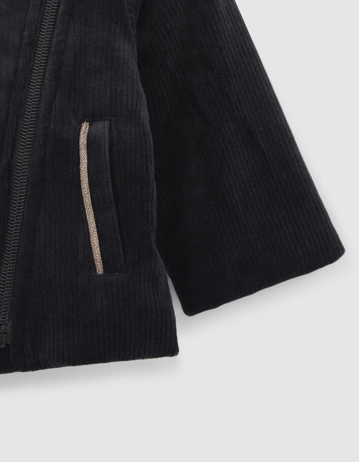Cardigan noir esprit motard velours côtelé fille