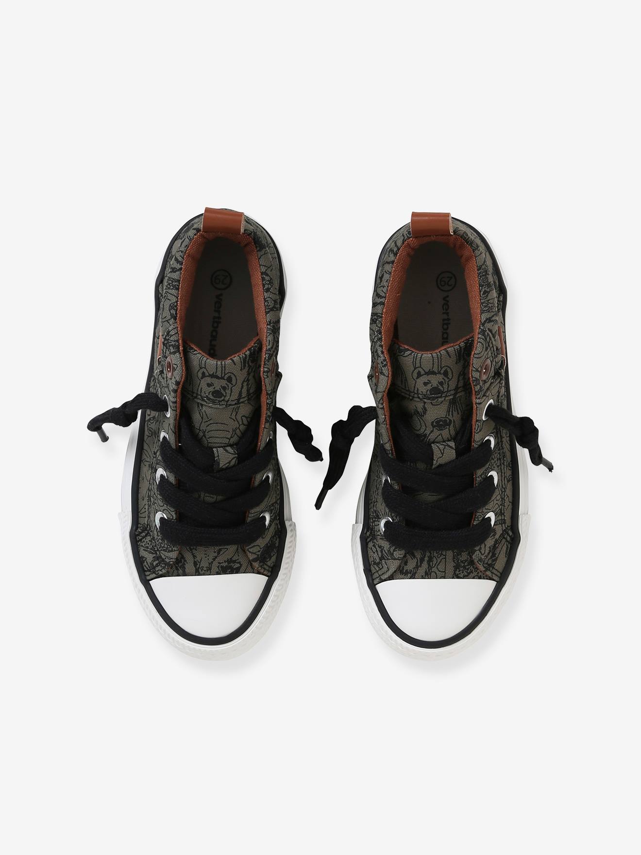 Vertbaudet Jungen Stoff-Sneakers mit Gummizug - khaki bedruckt