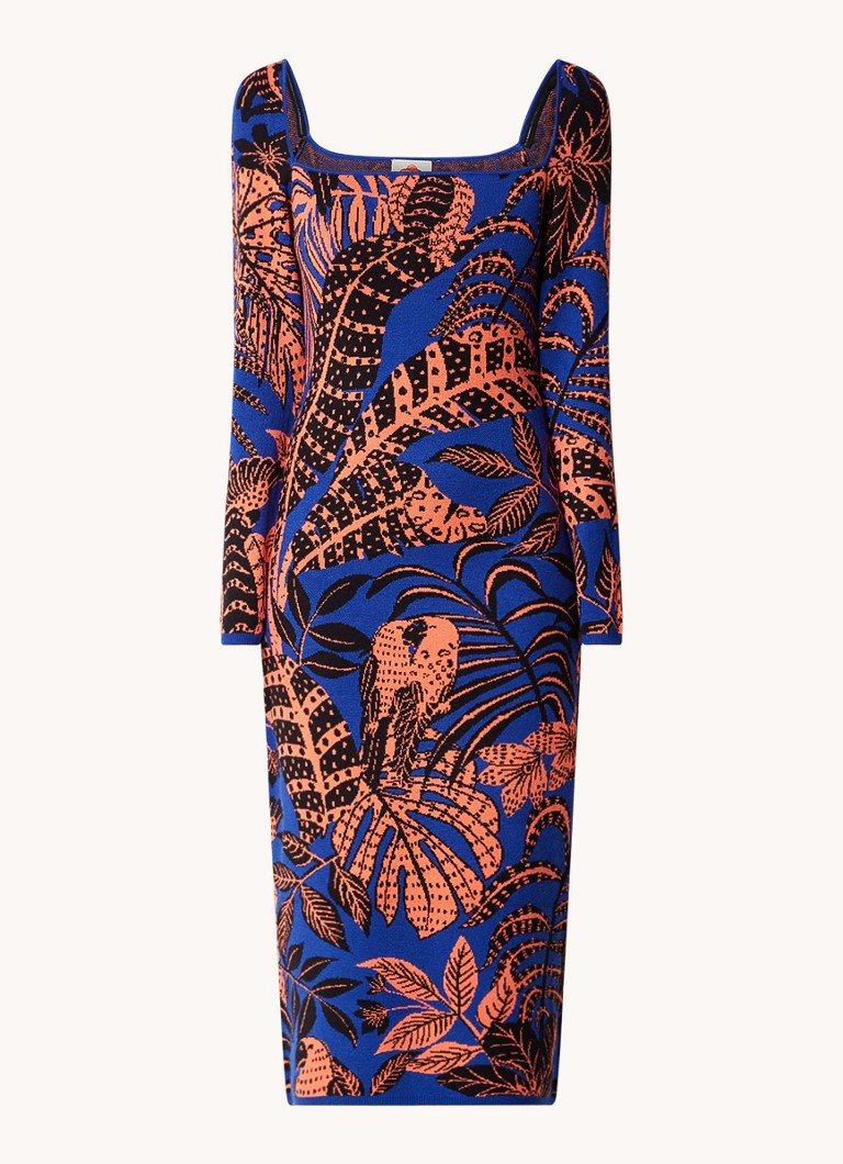 Vestido midi de punto fino con estampado de hojas de Farm Rio Tropical