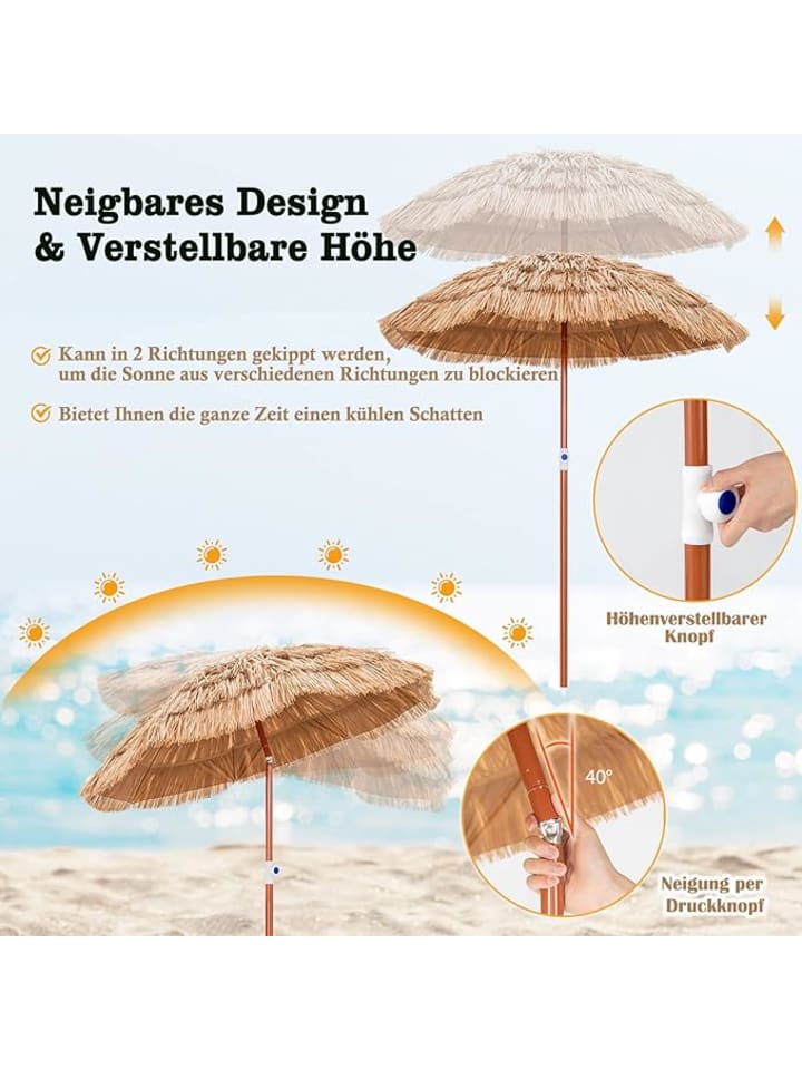 COSTWAY Sonnenschirm Strohschirm in Beige günstig kaufen onesize