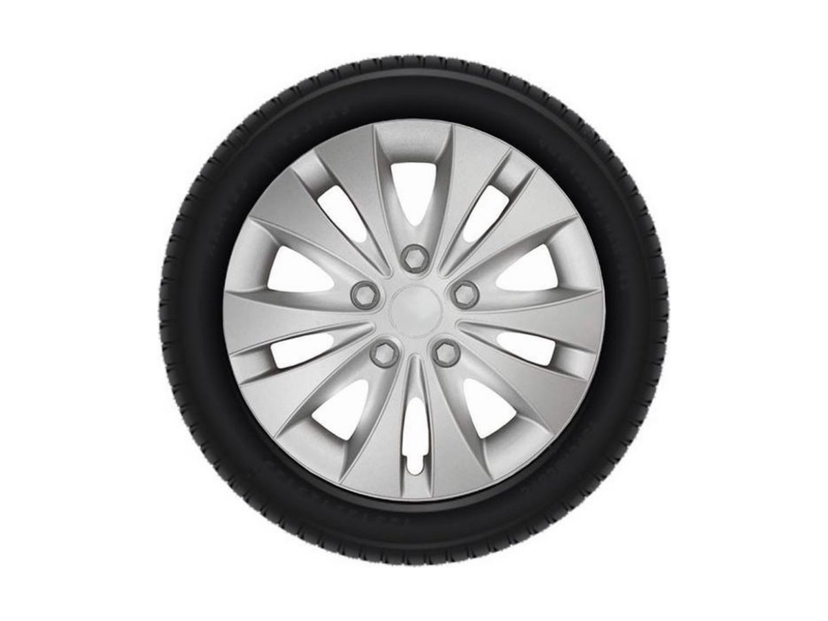 Tip-it 16 Zoll 10-Speichen Set mit 4 silbergrauen Radkappen