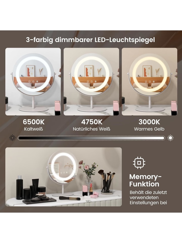 COSTWAY Kosmetikspiegel mit Beleuchtung in Silber günstig kaufen onesize