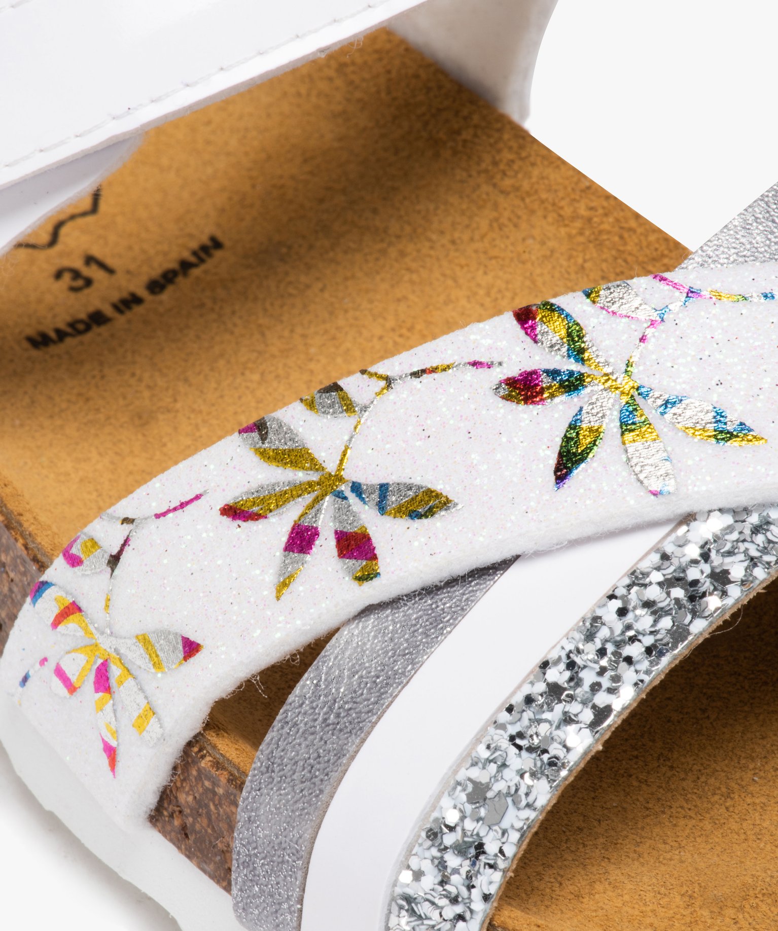 Sandales fille à brides croisées irisées et à paillettes blanc | GEMO