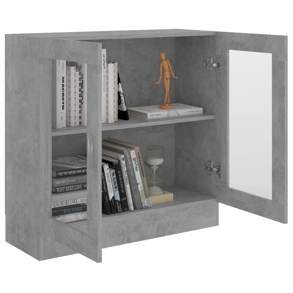vidaXL Bücherregal Vitrinenschrank Betongrau 82,5x30,5x80 cm Holzwerkstoff, 1-tlg.