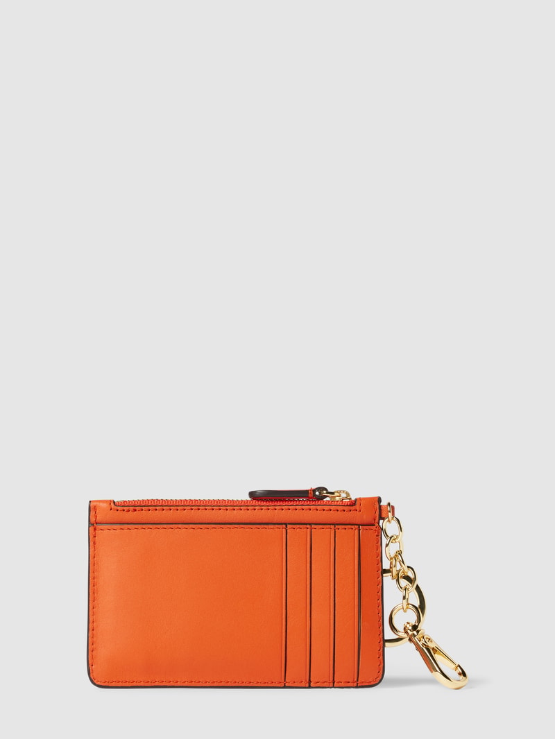 Kartenetui aus echtem Leder in orange