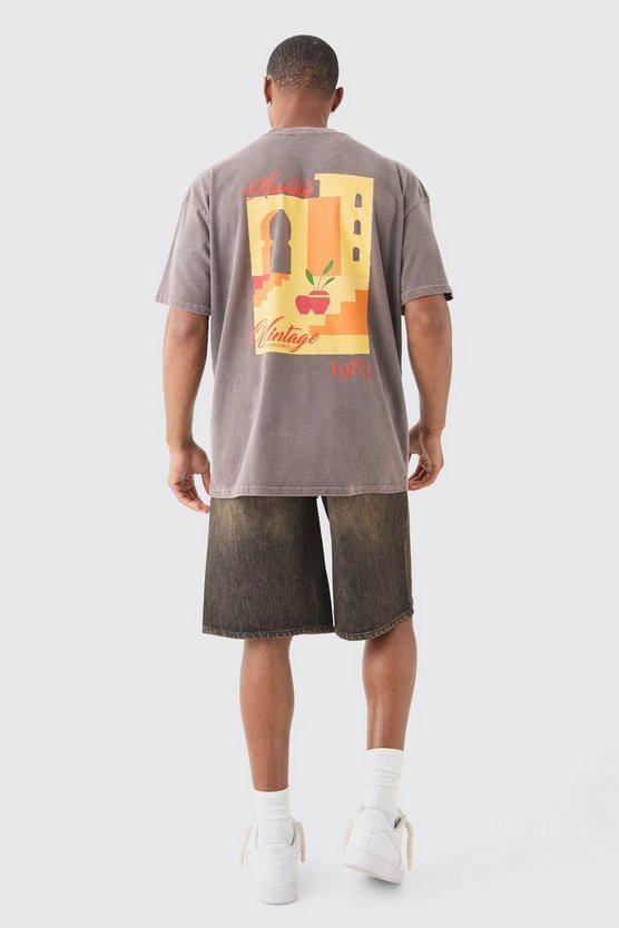 Oversize T-Shirt mit Art Deco Print