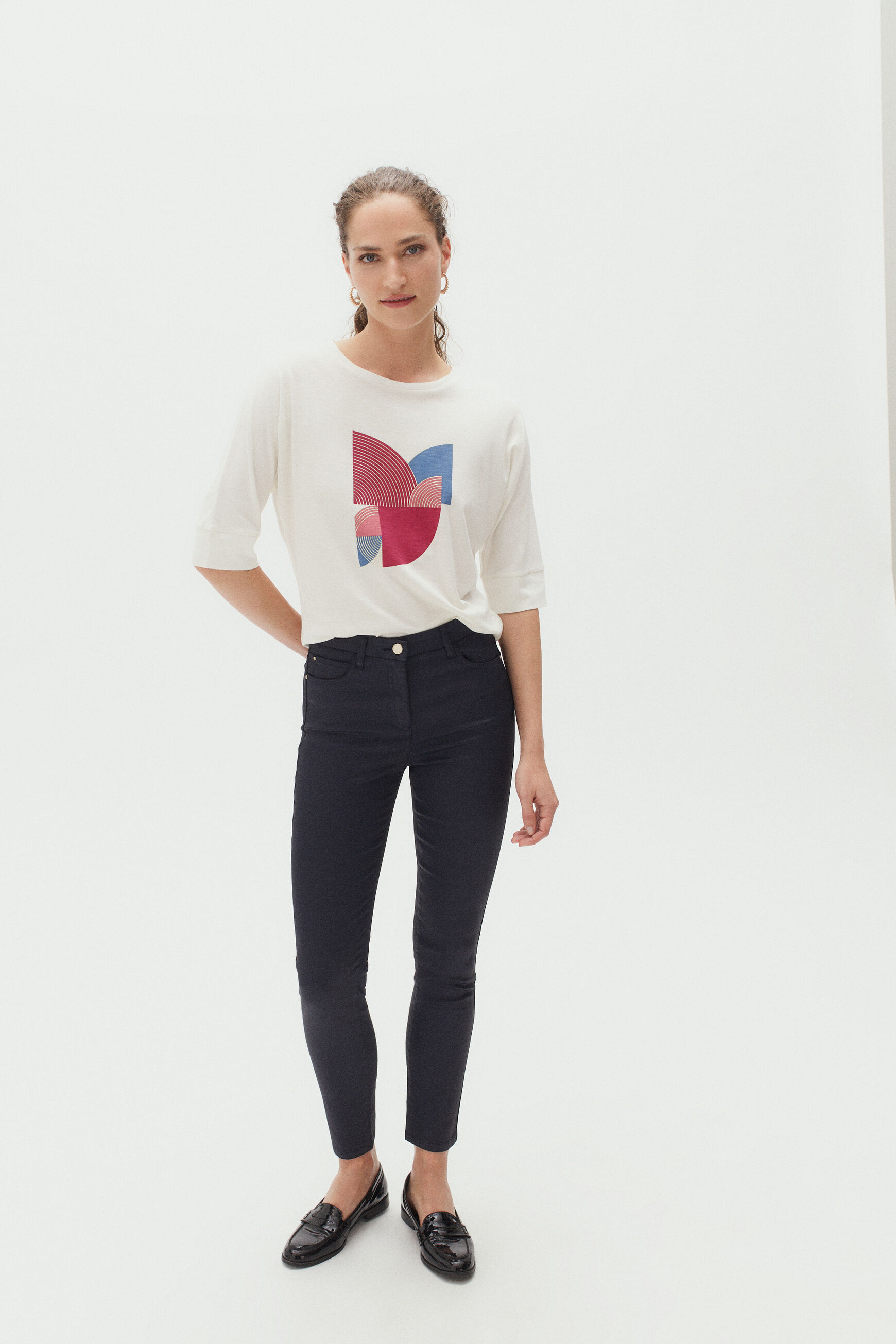 pantalon tony effet enduit bleu marine femme