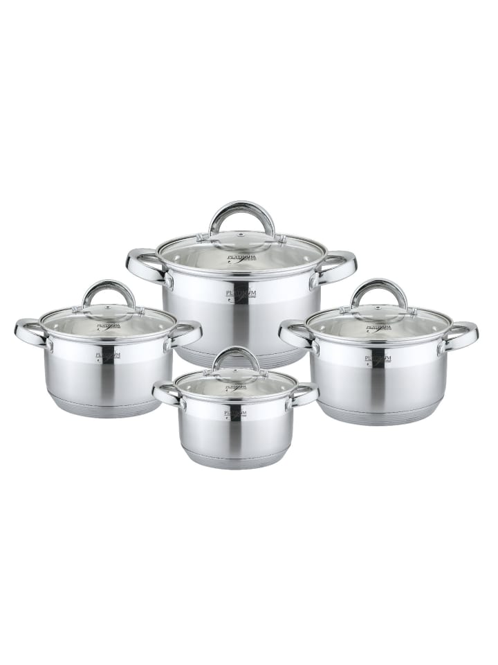Platinum 8tlg. Edelstahl Kochtopf-Set in Silber günstig kaufen onesize