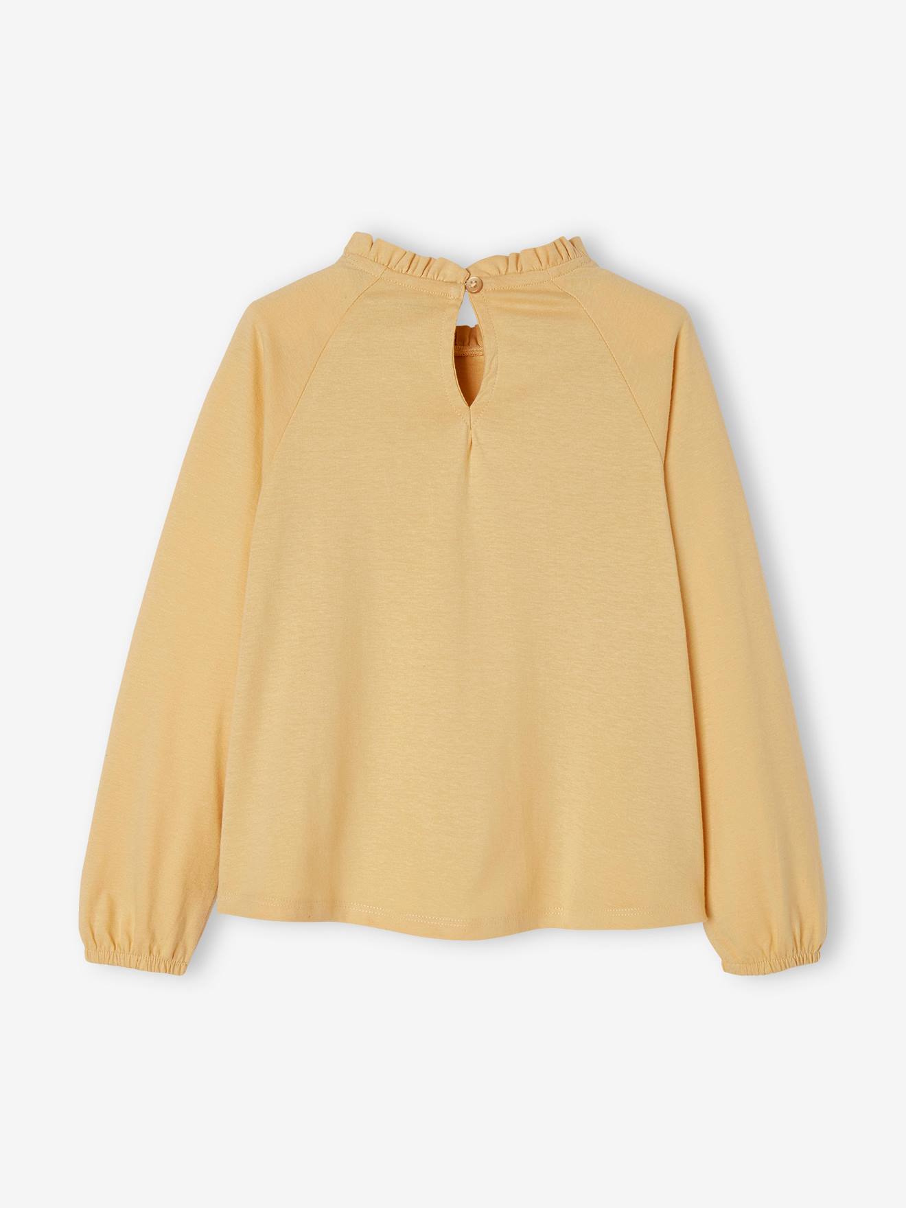 Tee-shirt blouse détail en broderie anglaise fille rose poudré
