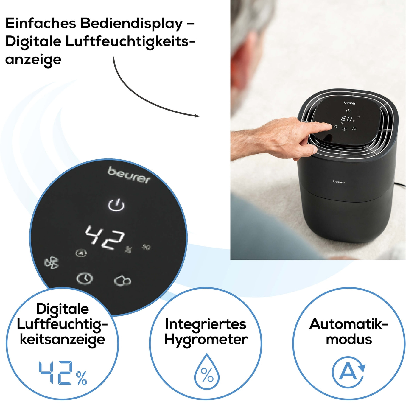 LB 200 Luftbefeuchter-Hygienisch befeuchtete Raumluft für Räume bis ca. 30 m² durch natürliche Kaltverdunstungstechnologie