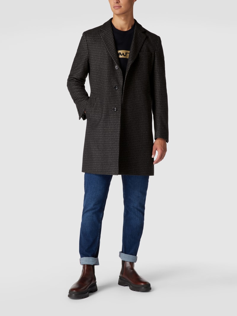Slim Fit Wollmantel mit Hahnentritt Modell 'Hyde' in beige