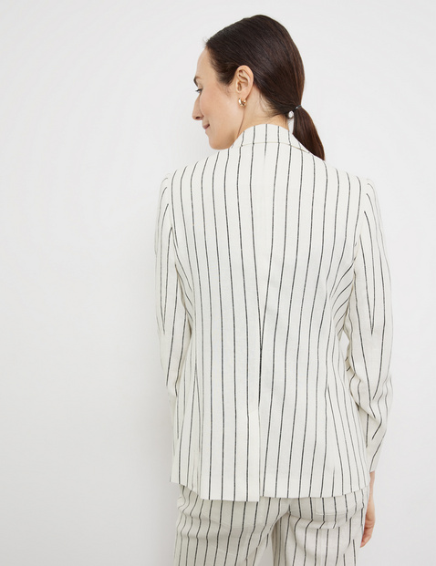 Gestreifter Blazer mit Leinenanteil