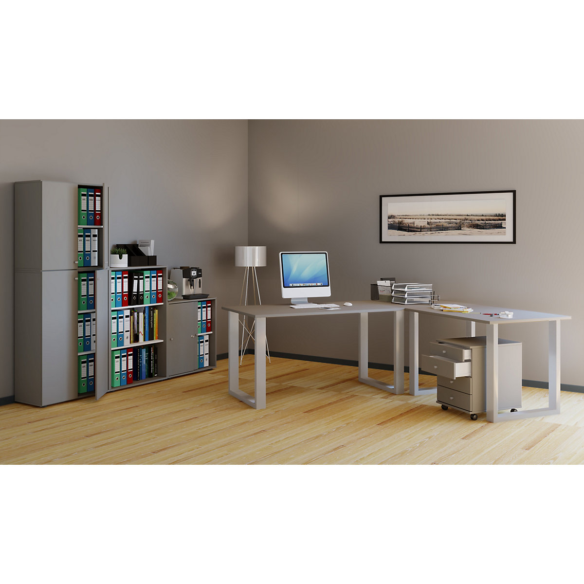 Eckschreibtisch, Schreibtisch, Büromöbel, Computertisch, Winkeltisch, Tisch, Büro, Lona, 190 x 190 x 80 cm
