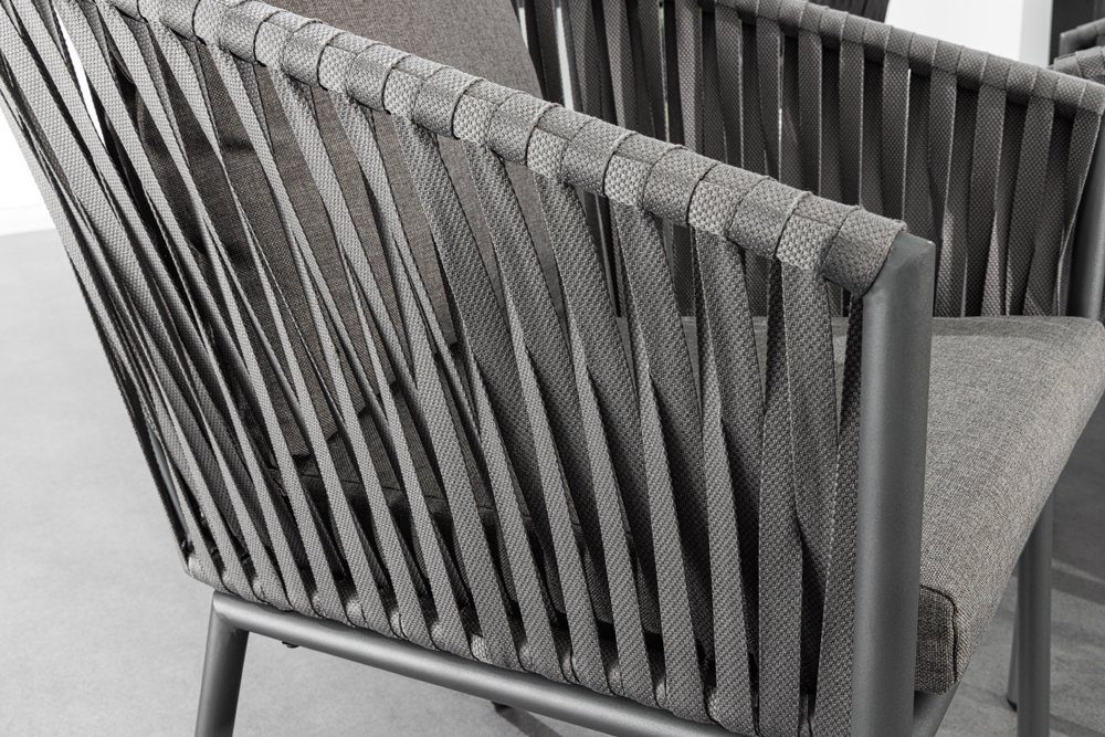 riess-ambiente Gartenstuhl ROPE grau (Einzelartikel, 1 St), Design · Outdoor · Indoor · Aluminium · Armlehnen · Balkon · Terrasse
