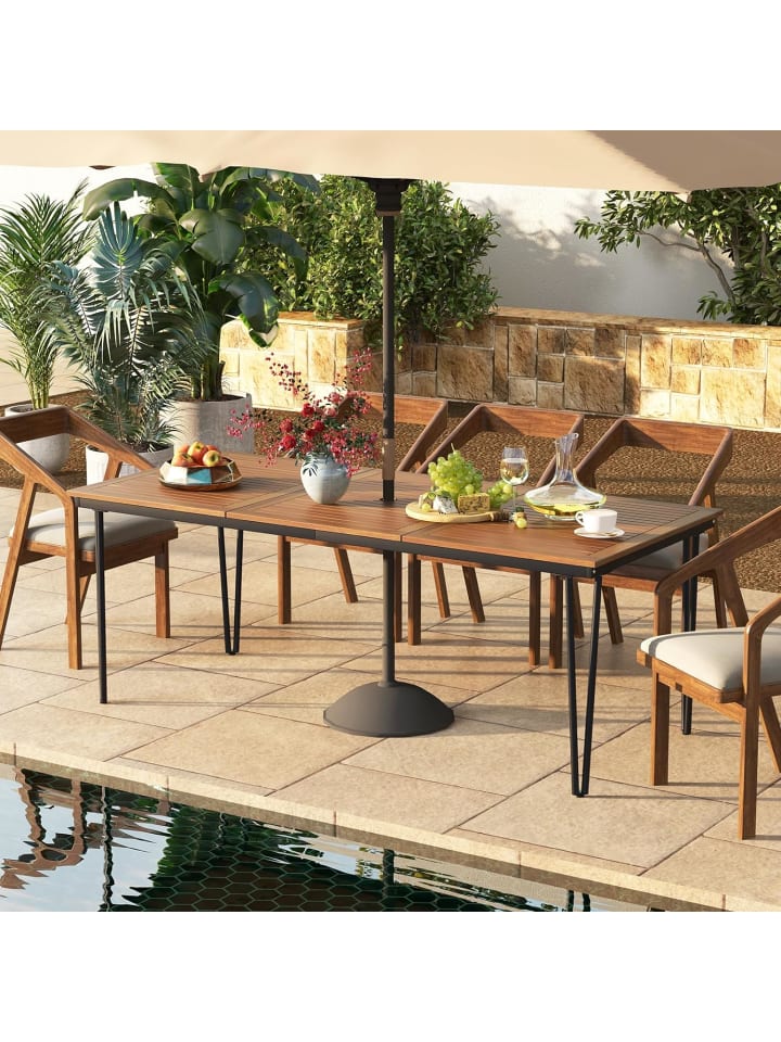 COSTWAY Gartentisch Akazienholz 200cm in Braun günstig kaufen onesize