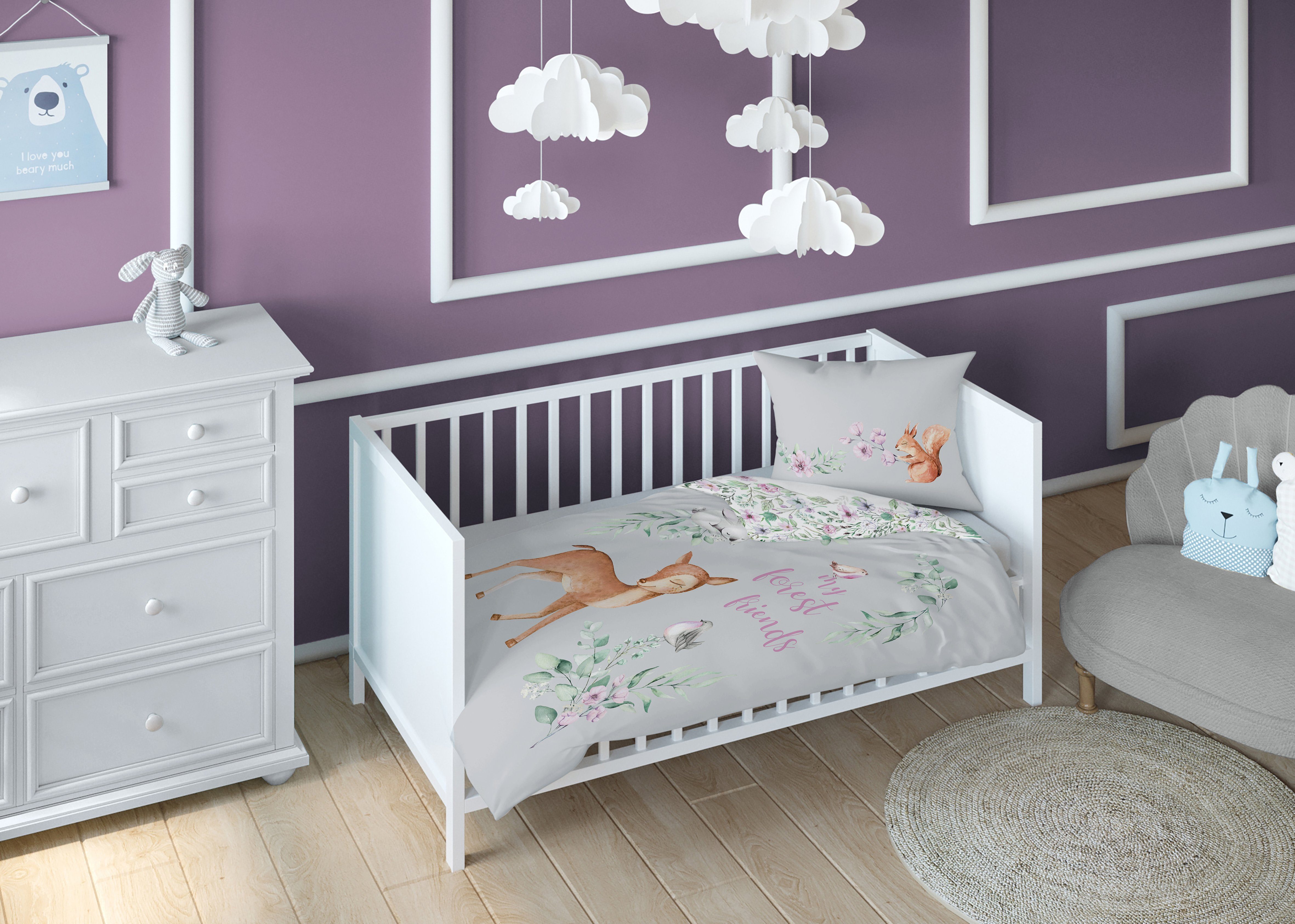 Babybettwäsche Baby Bettwäsche Set 100x135 Bettbezug Babybett Bettwäsche 100x135, Carpe Sonno, Mischgewebe, 2 teilig, Kleinkind Babybettwäsche 100x 135 Neugeborene