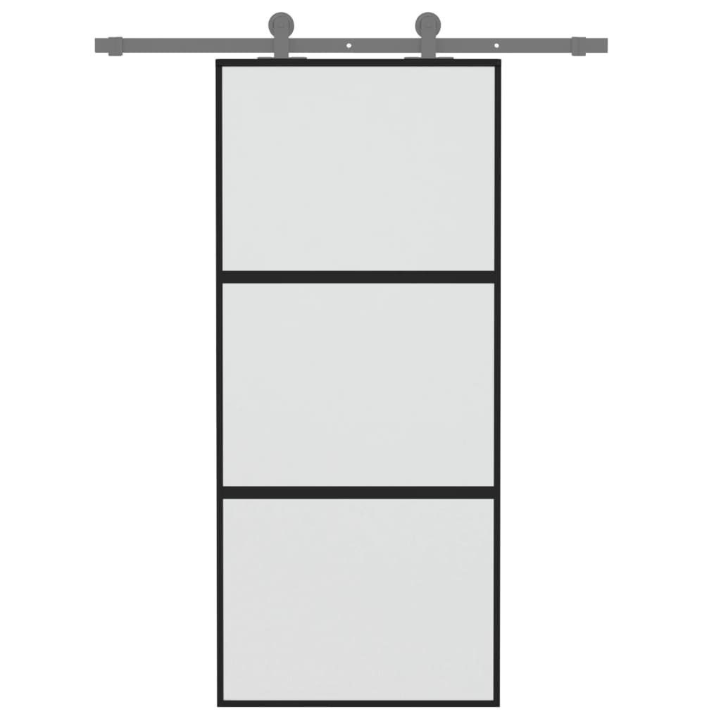 vidaXL Zimmertür Schiebetür Zimmertür Innentür Glas Schwarz 90x205 cm Hartglas und Alum