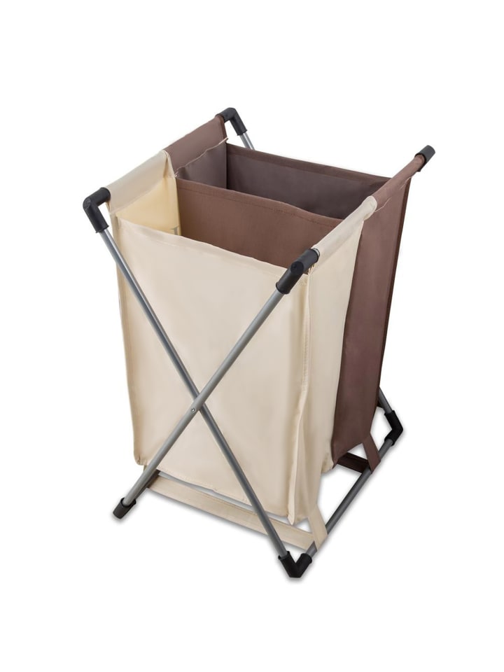 Intirilife Wäschebehälter mit 2 Fächern in CREME BRAUN günstig kaufen onesize