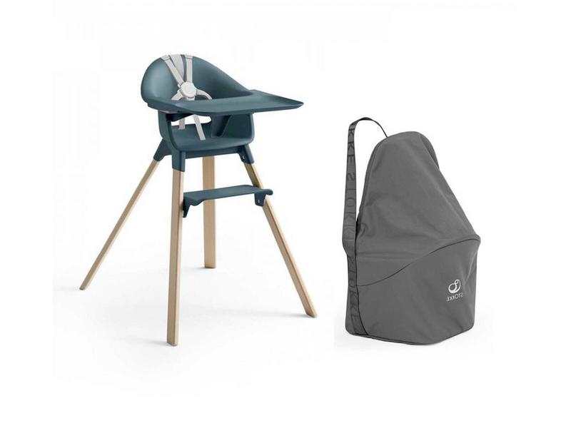 Chaise haute Stokke Clikk Bleu Fjord et sac de transport