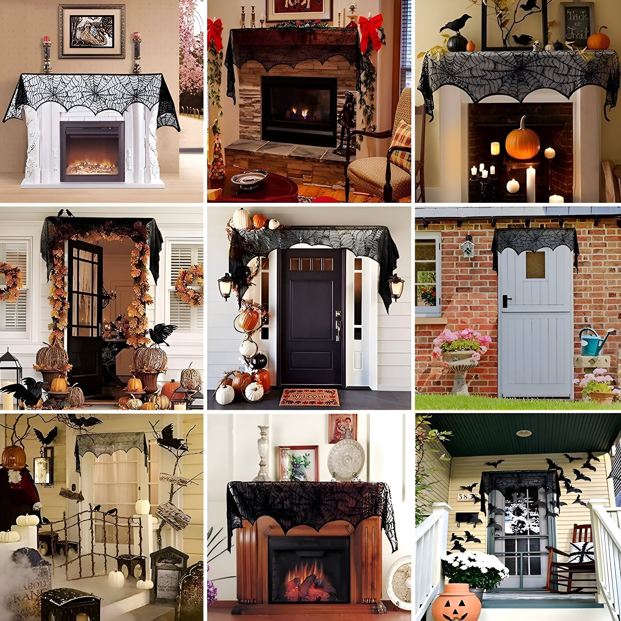 Suzakuin Arbeitsplatte Halloween Spinnennetz Tischtuch Tischfahne Mantel Schal Lampenschirm