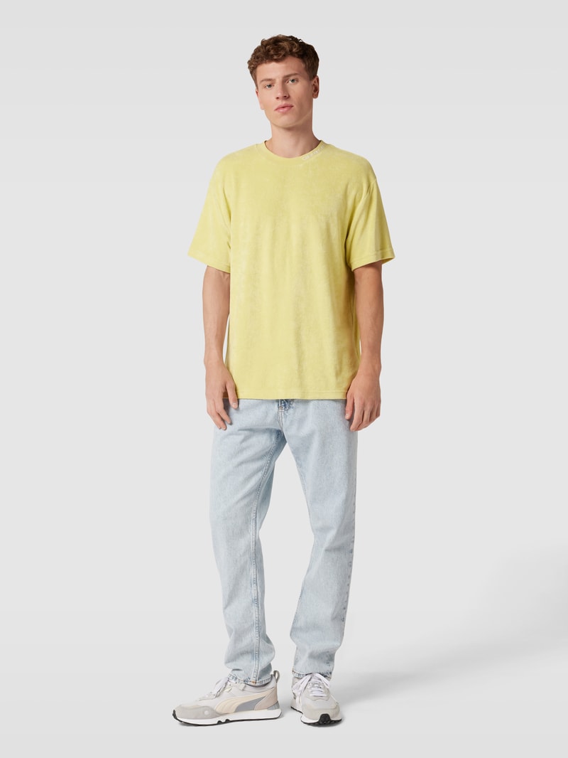 T-Shirt mit Label-Detail Modell 'TOWELLING' in hellgelb