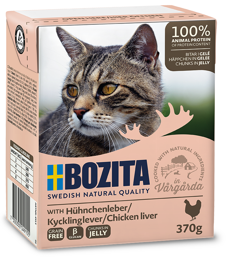 BOZITA Nassfutter BOZITA Häppchen in Gelee 6x370g Hühnerleber