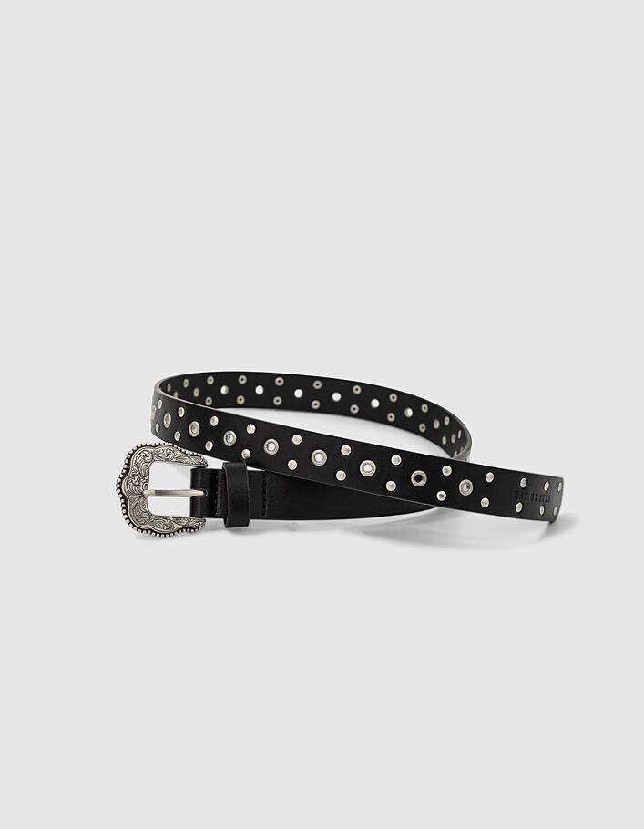 Ceinture noire à clous et rivets fille