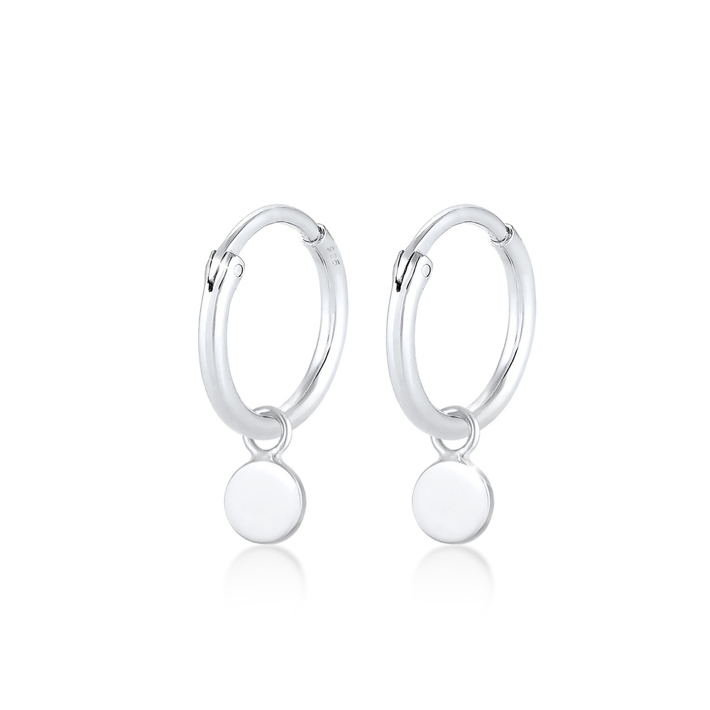 Elli Elli Boucles d'Oreilles Pendentif plaque créole pour femme Basic en argent sterli Boucles d'oreilles