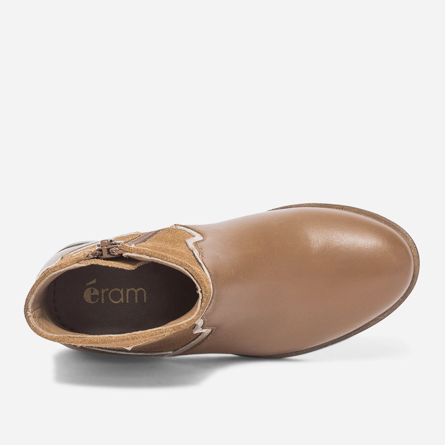 Boots camel et or en cuir