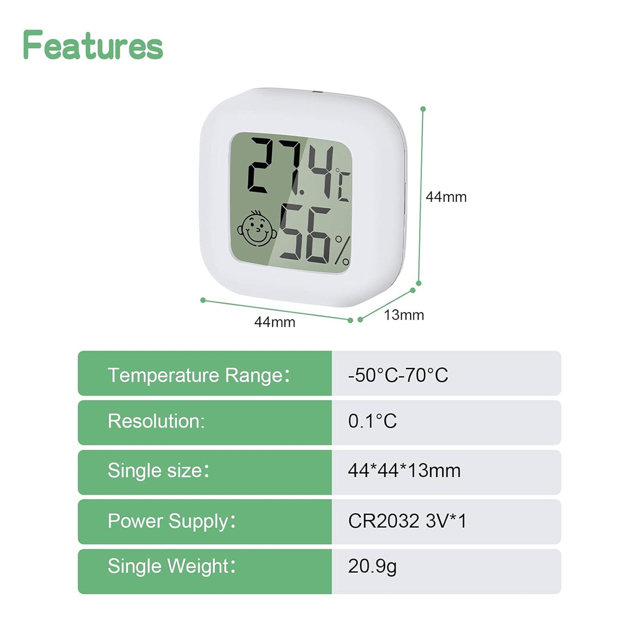 autolock Bodenthermometer 4 Stück luftfeuchtigkeitsmesser Thermometer Innen Mini LCD Digital